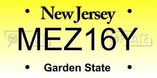 MEZ16Y New Jersey License Plate