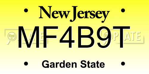 MF4B9T New Jersey License Plate