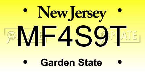 MF4S9T New Jersey License Plate