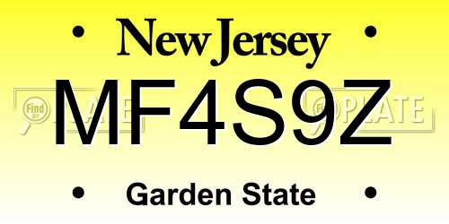 MF4S9Z New Jersey License Plate