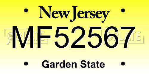 MF52567 New Jersey License Plate