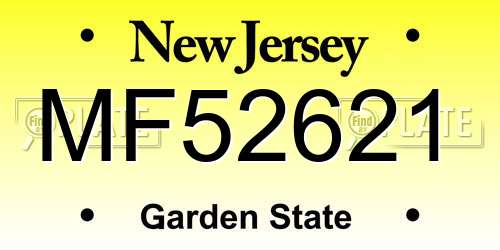 MF52621 New Jersey License Plate