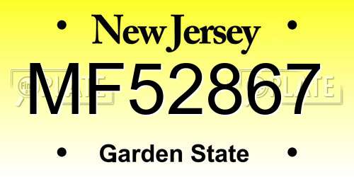 MF52867 New Jersey License Plate