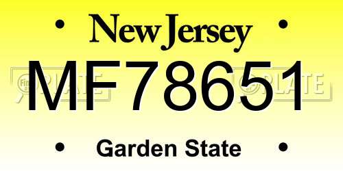 MF78651 New Jersey License Plate