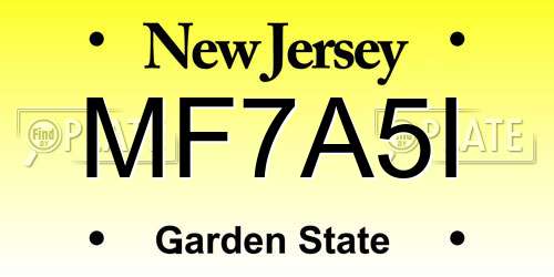 MF7A5I New Jersey License Plate