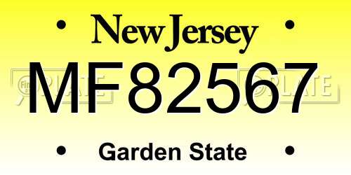 MF82567 New Jersey License Plate