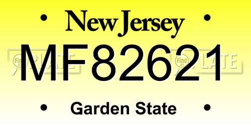 MF82621 New Jersey License Plate