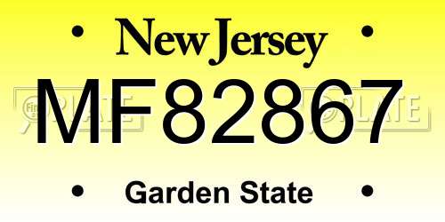 MF82867 New Jersey License Plate