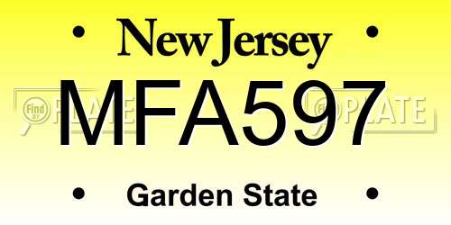 MFA597 New Jersey License Plate