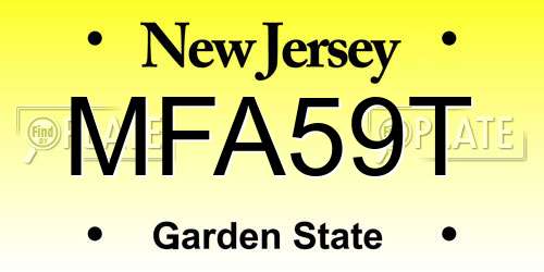 MFA59T New Jersey License Plate