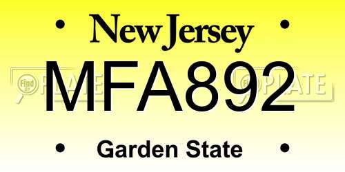 MFA892 New Jersey License Plate
