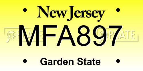 MFA897 New Jersey License Plate