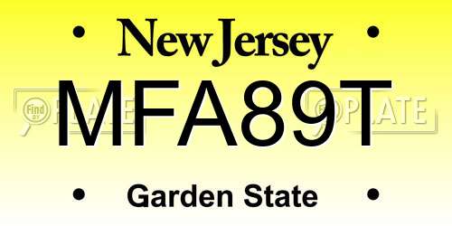 MFA89T New Jersey License Plate