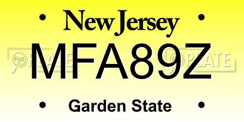 MFA89Z New Jersey License Plate