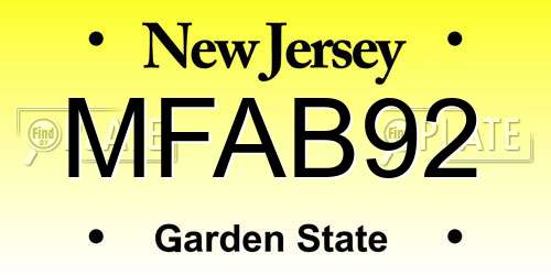 MFAB92 New Jersey License Plate