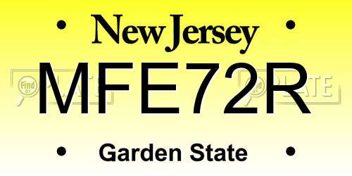 MFE72R New Jersey License Plate