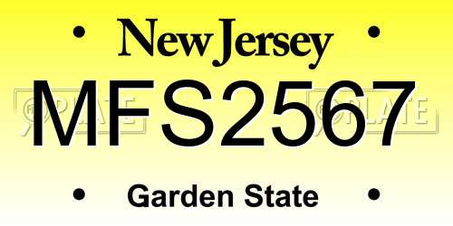 MFS2567 New Jersey License Plate
