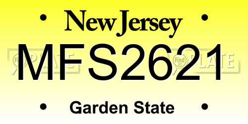 MFS2621 New Jersey License Plate
