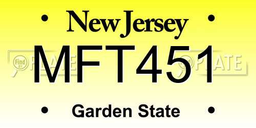MFT451 New Jersey License Plate