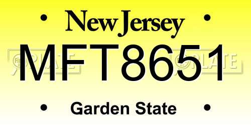 MFT8651 New Jersey License Plate