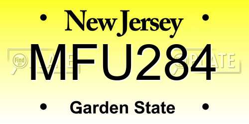MFU284 New Jersey License Plate