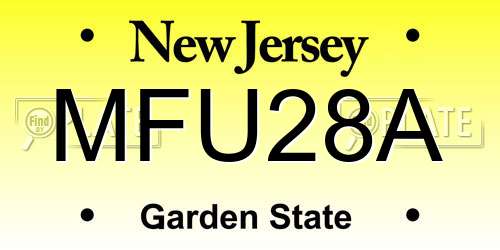 MFU28A New Jersey License Plate
