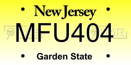 MFU404 New Jersey License Plate