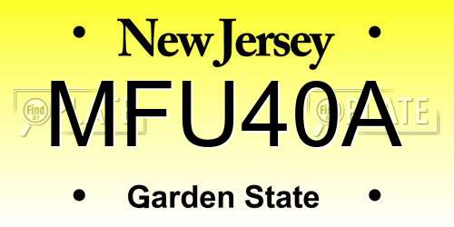 MFU40A New Jersey License Plate