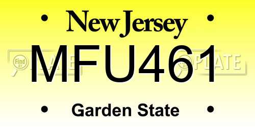 MFU461 New Jersey License Plate