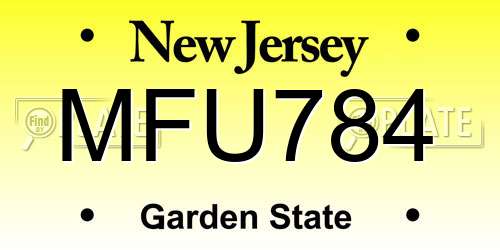 MFU784 New Jersey License Plate