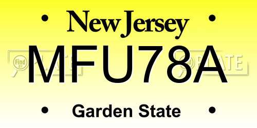 MFU78A New Jersey License Plate