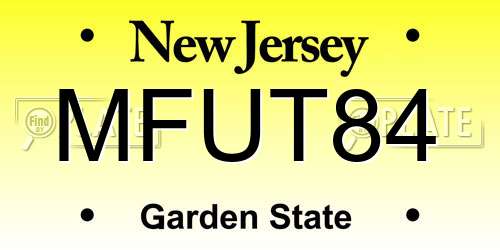 MFUT84 New Jersey License Plate