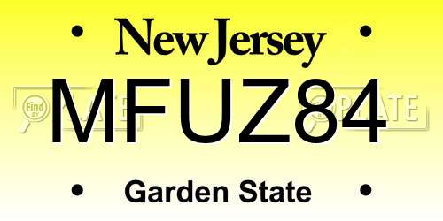 MFUZ84 New Jersey License Plate