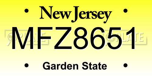 MFZ8651 New Jersey License Plate