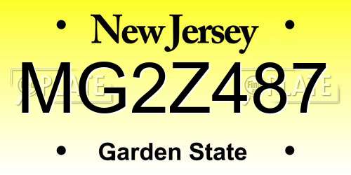 MG2Z487 New Jersey License Plate