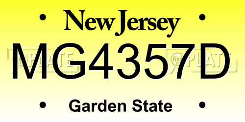 MG4357D New Jersey License Plate