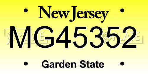 MG45352 New Jersey License Plate