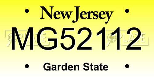 MG52112 New Jersey License Plate