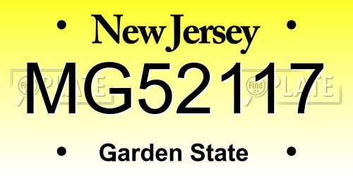 MG52117 New Jersey License Plate