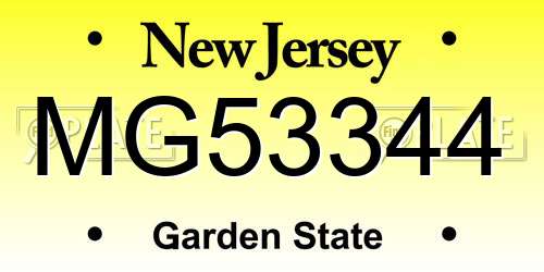 MG53344 New Jersey License Plate