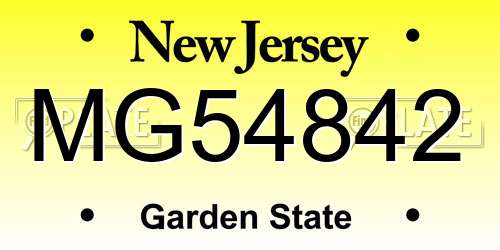MG54842 New Jersey License Plate