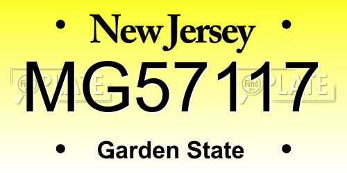 MG57117 New Jersey License Plate