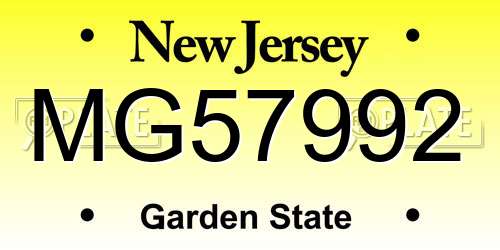 MG57992 New Jersey License Plate