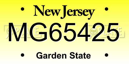 MG65425 New Jersey License Plate