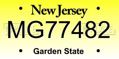 MG77482 New Jersey License Plate