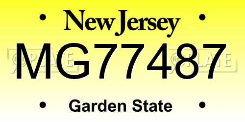MG77487 New Jersey License Plate
