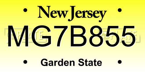 MG7B855 New Jersey License Plate