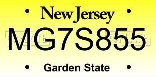 MG7S855 New Jersey License Plate
