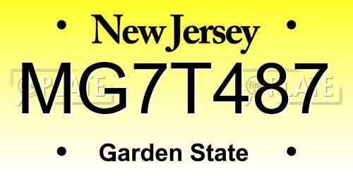 MG7T487 New Jersey License Plate