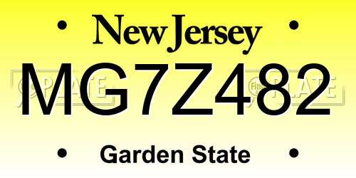 MG7Z482 New Jersey License Plate